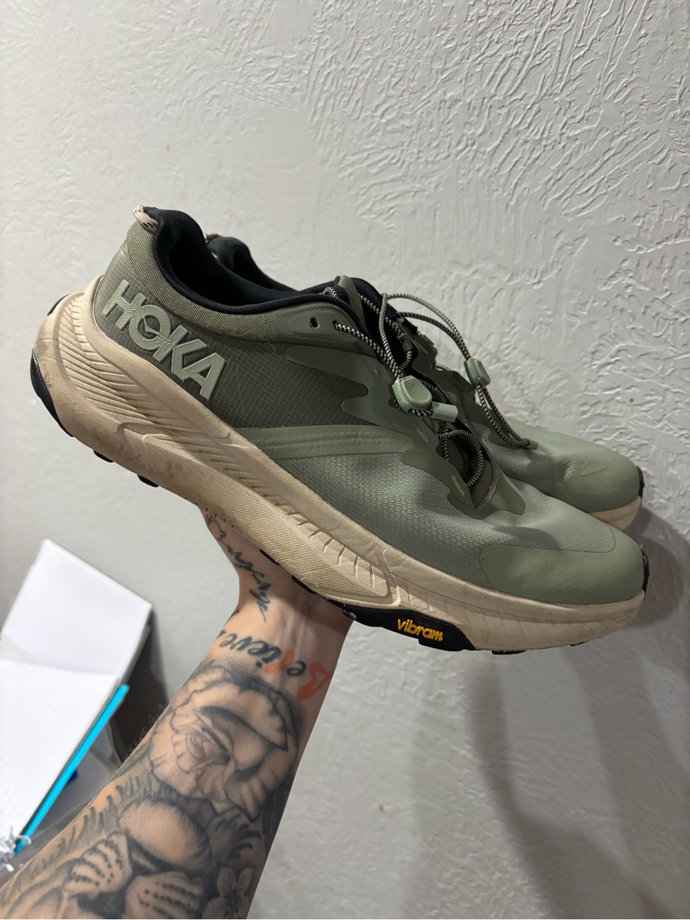 HOKA One One Men’s Transport Running Shoes in Sea Moss/Eucalyptus Green 11.5D